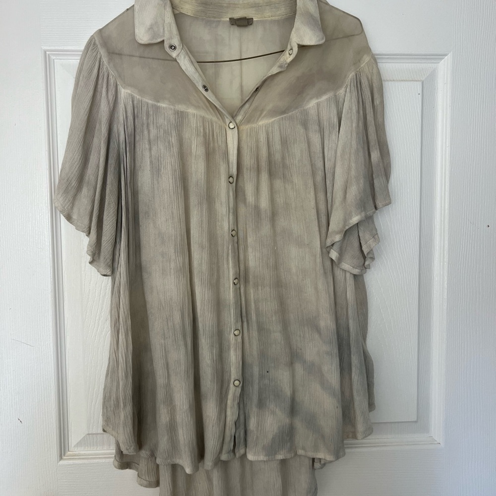 Sheer Button-Up Blouse